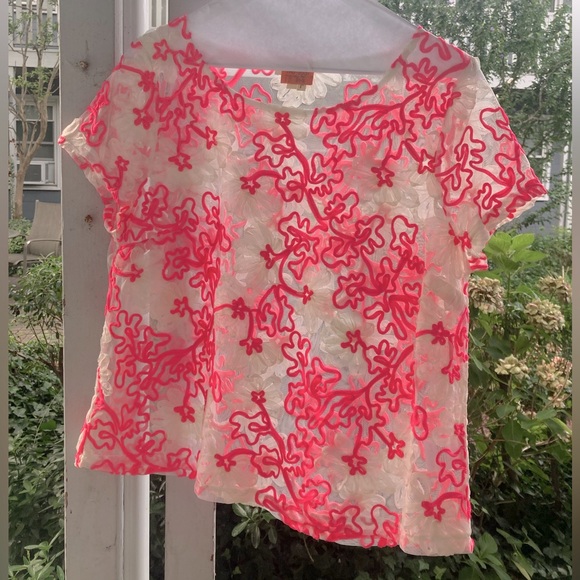 Anthro - Meadow Rue - Mesh Lace Embossed Floral tee - Picture 8 of 12